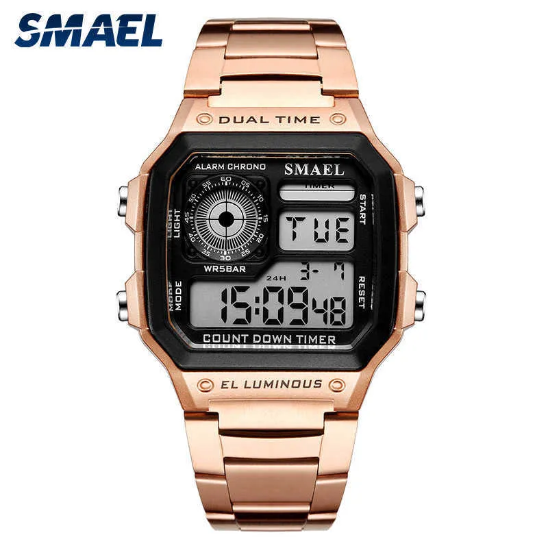 Smael Simple Watches Men Classic Waterproof Watches Stainless Steel Alloy Sl-1818 Wristwatch Relogio Masculino Erkek Kol Saati Q0524