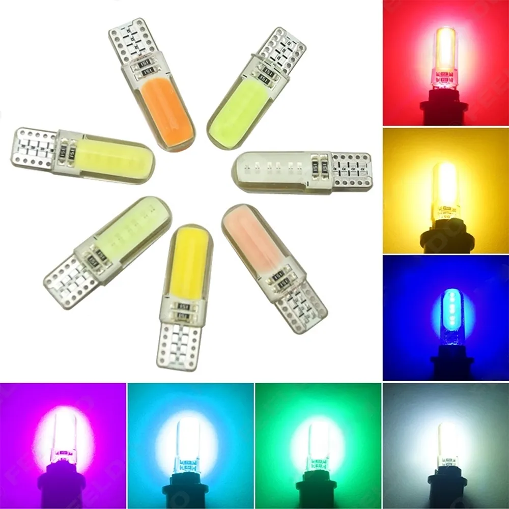 50pcs 12LED W5W T10 194 168 COB LED وقوف السيارات لمبة السيارات إسفين التخليص مصباح السيليكا مشرق ترخيص ligh المصابيح