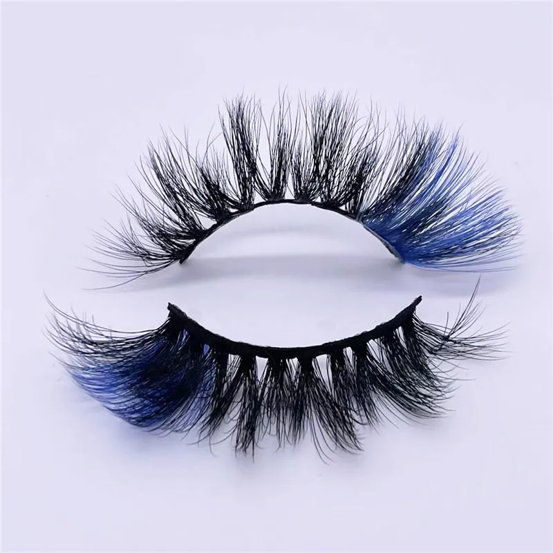 20 mm 25 mm Färgglada Faux Mink Ögonfransar Tjocka Långa ögonfransar Fluffiga färgade ögonfransförlängning Cils Makeup