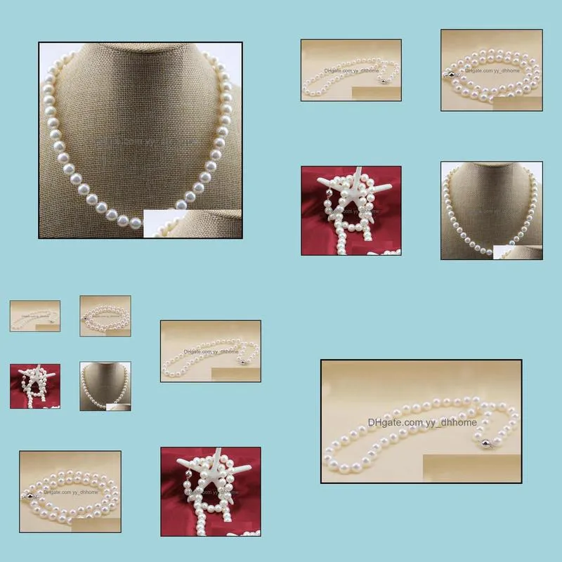 9-10mm White South Sea Natural Pearl Necklace 18 Inch S925 Silver Clasp 3365