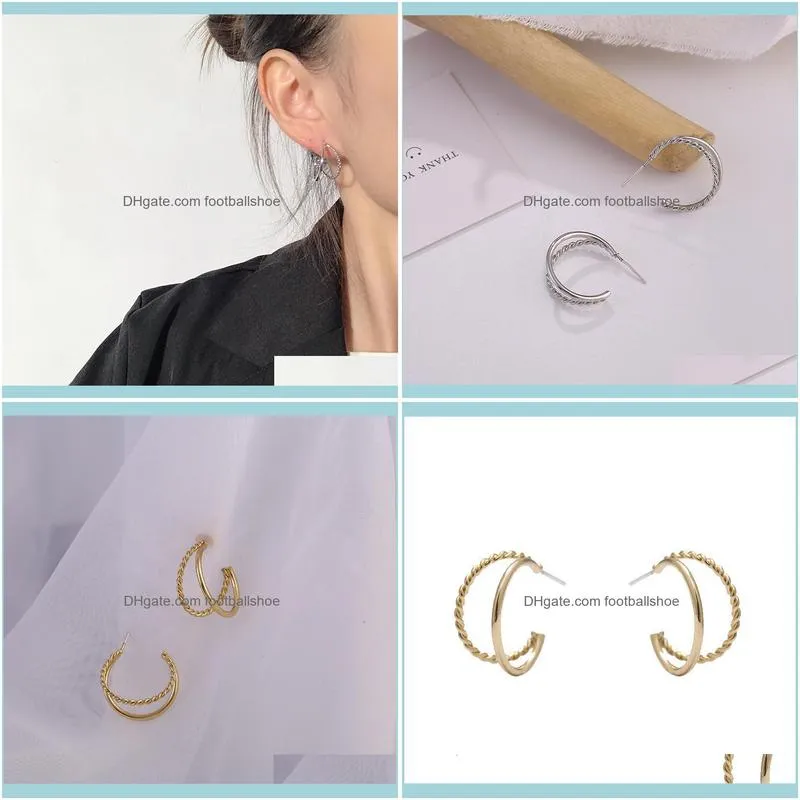 Circle S925 silver needle design sense C-shaped temperament simple super fairy girl Earrings C170