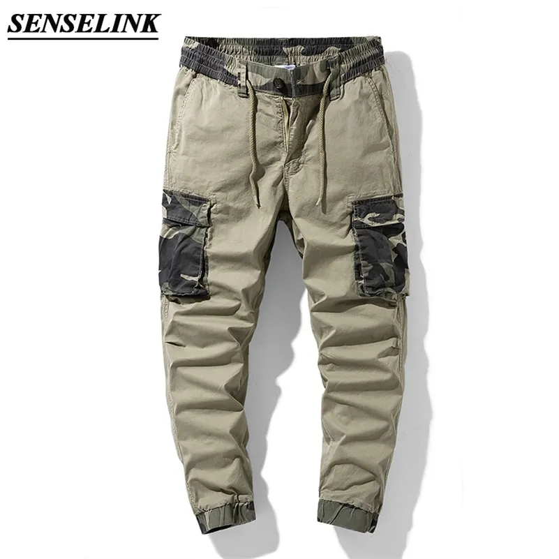 Zomer khaki camouflage print mannen lading broek casual losse buiten tactische leger broek multi-pocket grote maat mannen broek 29-38 210714