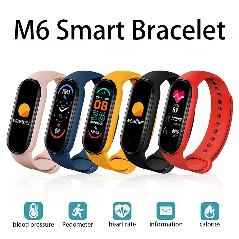 Dla Xiaomi M6 Smart Bransoletka Zegarek Zegarek Fitness Tracker Tętna Monitor Ciśnienia krwi 5 Kolor Smart Wristband Sport