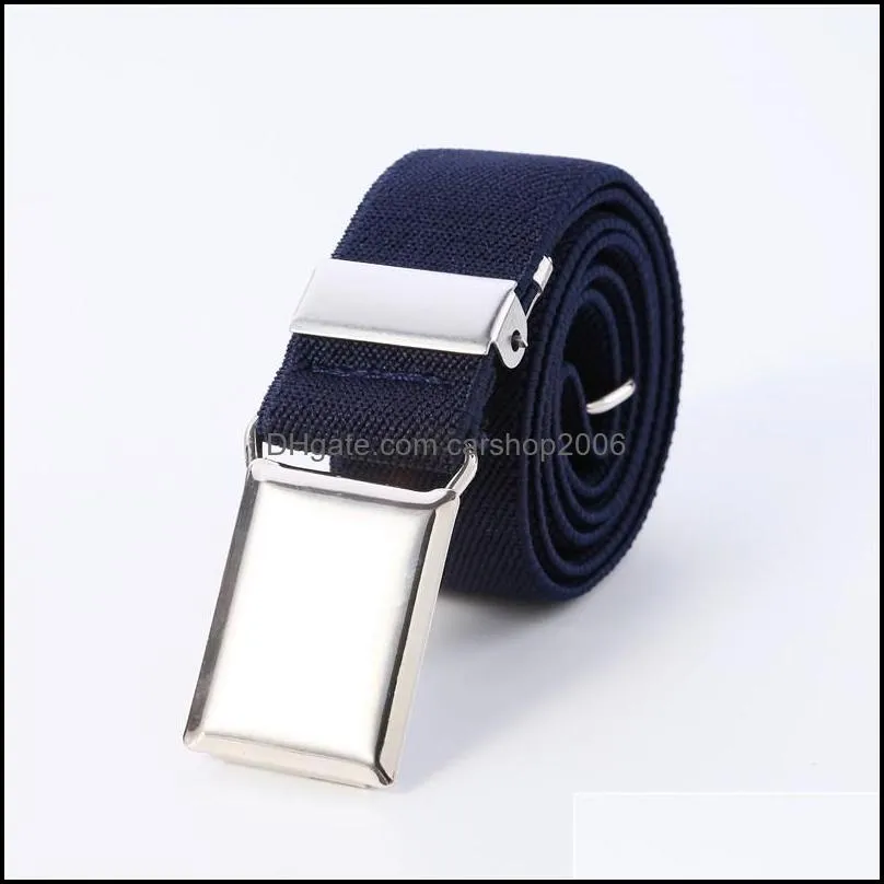 Boys and Girls Children`s Buckle Belt - Adjustable elastic children`s silver buckle belt,