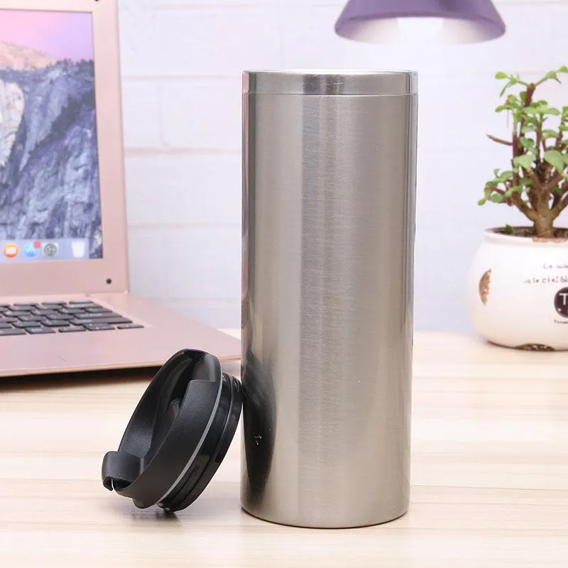 Promotion 420ml double wall stainless steel sublimation heat transfer water bottle insulated tumbler with flip lid