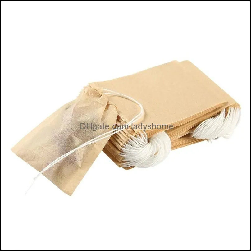 Tea Bag Filter Paper Bags Heat Seal Teabags Tea Strainer Infuser Wood Drawstring for Herb Loose Tea 3 Sizes HWB8485