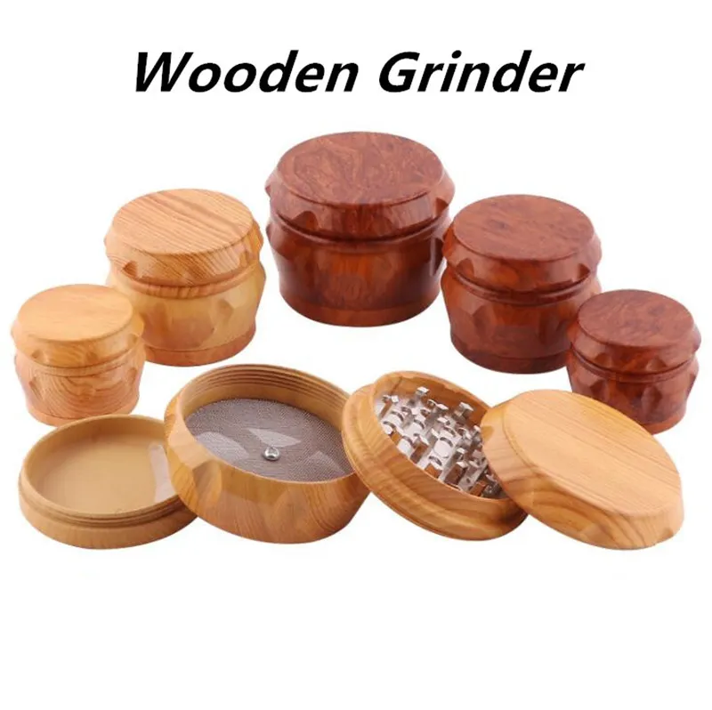 50mm/63mm Legno Herb Tabacco Spice 4 Strati Grinder Resina Smoke Crusher Strumento Mano Per Accessori Per Sigarette