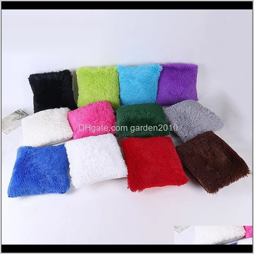 new solid short faux fur shaggy plush cushion soft warm luxury throw pillowcase home chair seat waist decorative decor pillow case