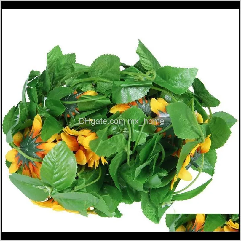 2.6m artificial sunflower wreath silk fake flower ivy leaf plant home decoration wall 6 packs decorative flowers & wreaths