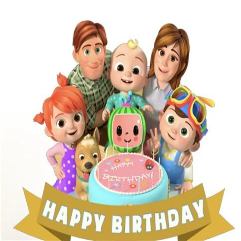 1set Cocomelon Anniversaire Partie de fête Enfants Cupcake Cake Cake Topper  pour filles Bonne fête d'anniversaire Baby Douche Gâteau Fournitures 1192