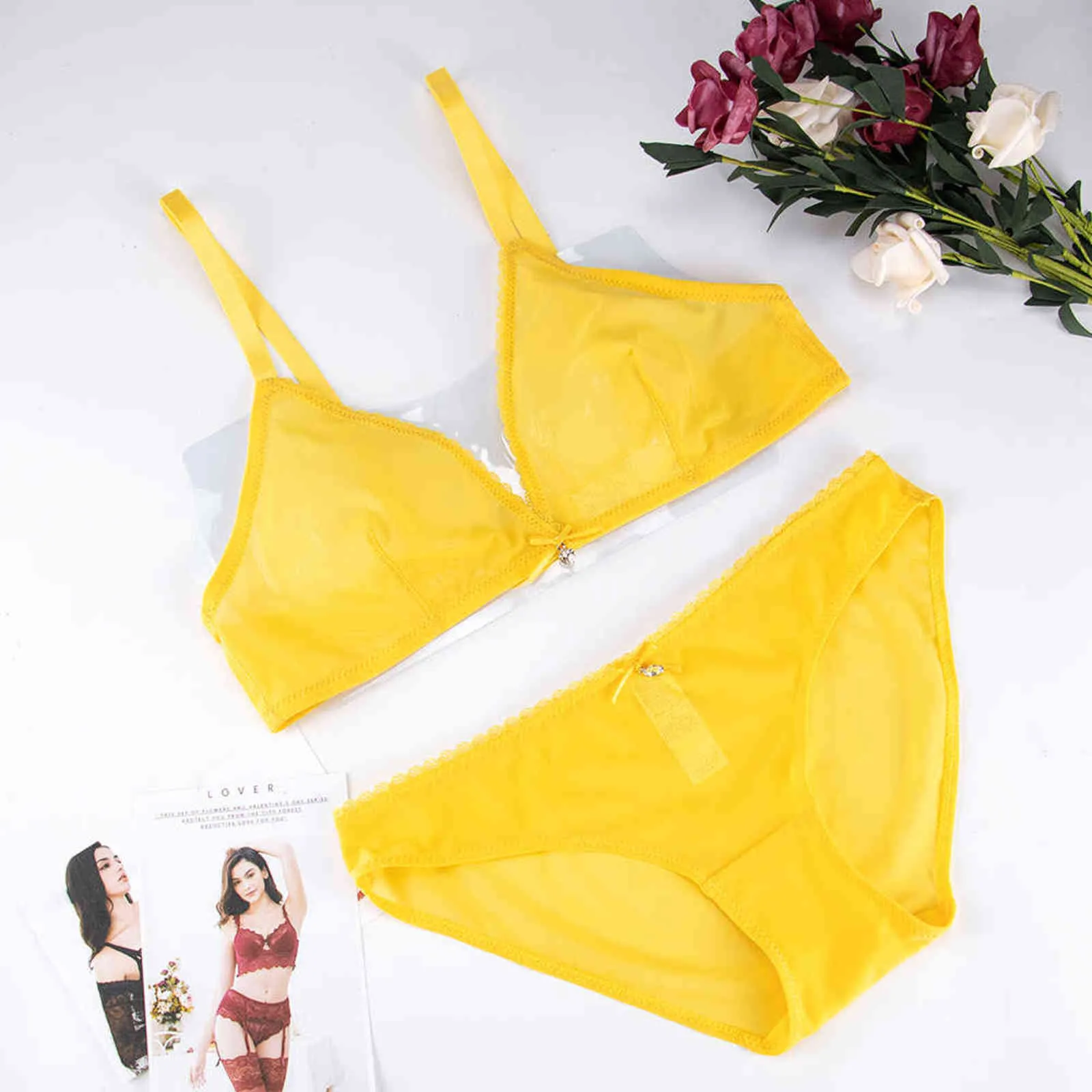 Women's Bras Yellow Wired Lingerie