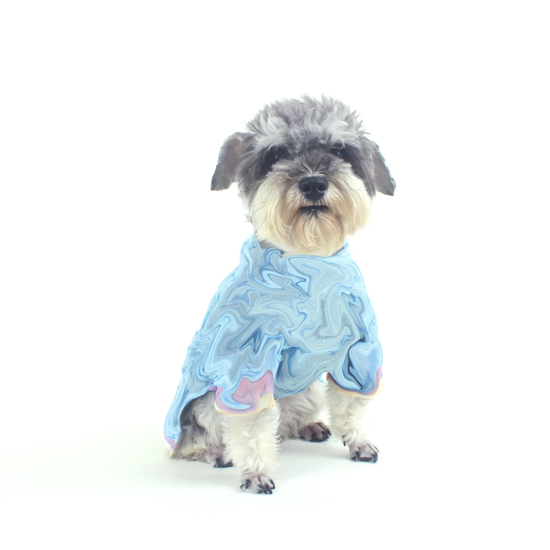 Sexy Mesh Pet T Shirt Blue Print Puppy Vest Dog Apparel Schnauzer Bulldog Corgi Pets Clothes