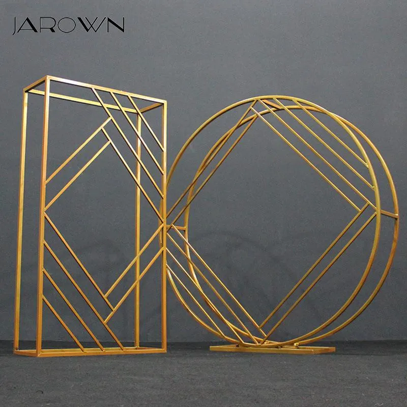 Party Decoration JAROWN Cuboid Diamond Wedding Arch Round Flower Stand Praty Backdrop Wrought Iron Geometric Square Frame Screen