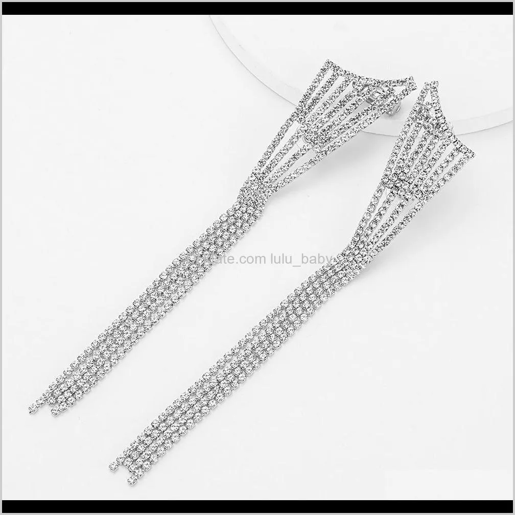 creative and personalized curtain-shaped claw chain alloy rhinestone diamond long tassel earrings female full diamond super fairy