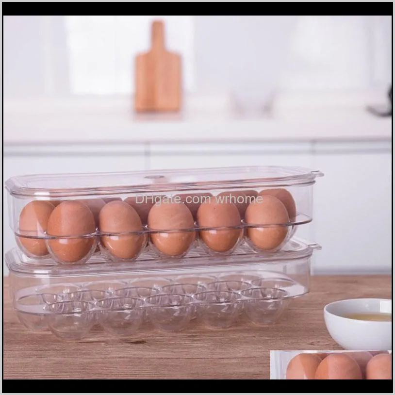 16-Grid Eggs Storage Box Refrigerator Egg Holder Plastic  Stackable Kitchen Accessories Bottles & Jars