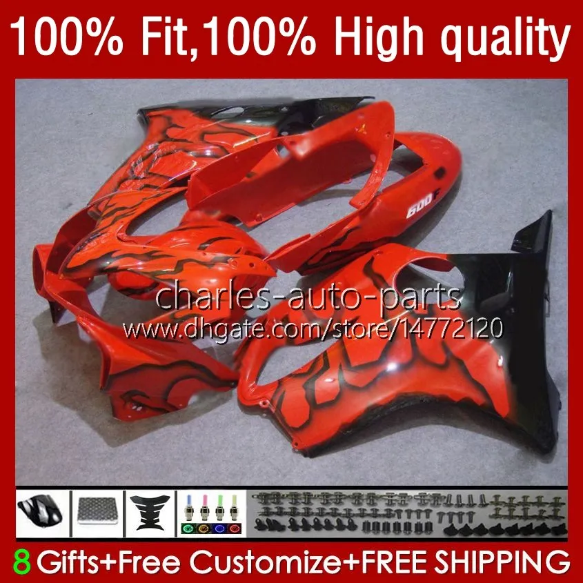 OEM Fairings för Honda CBR600F4I CBR 600F4I 600 F4I FS CC F4 I 2004-2007 55NO.140 CBR600FS CBR600 F4I 04 05 06 07 600CC 2004 2005 2006 2007 Injektionsform Black Flames Kit