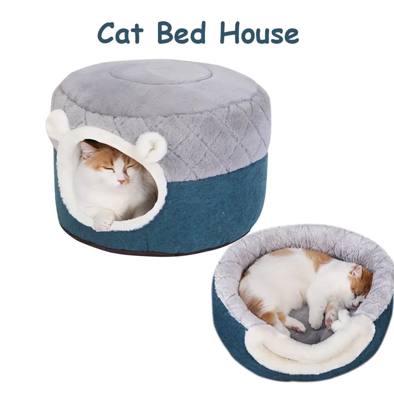 Rimovibile Cat Bed House Soft Plush Kennel Puppy Cuscino Cani di piccola taglia Gatti Nido Inverno Caldo Sleeping Pet Dog Bed Pet Mat Forniture 2101006