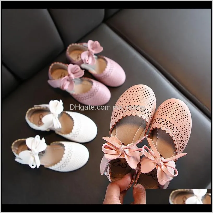 girls princess shoes bow-knot sweet fashion kids flats for toddlers big girl children wedding party shoes soft leather sneakers 201119