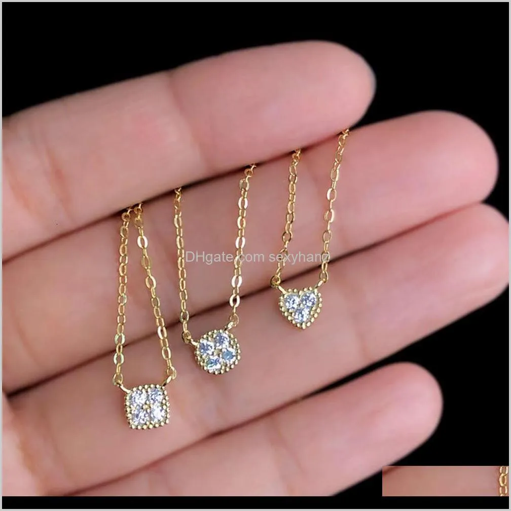 pendants round full diamond silver 925 plated 14k gold bone chain women`s net red east gate simple temperament necklace