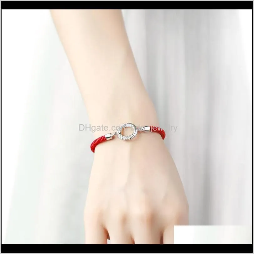 2pcs/set simple mobius ring couple bracelet minimalist black red rope hand woven lovers bracelet fashion valentine`s day gift