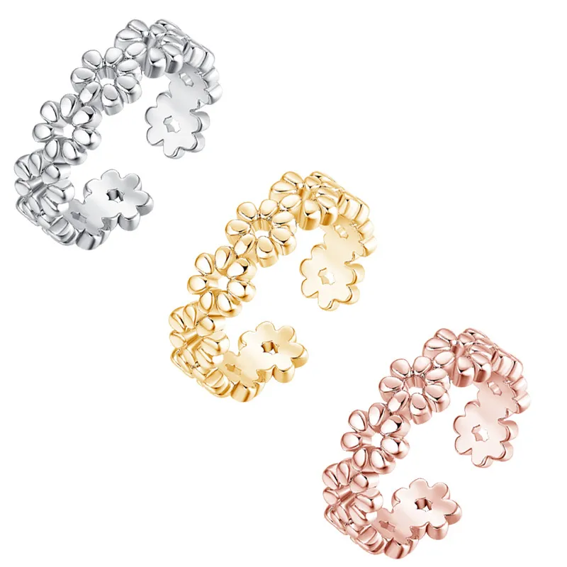 Anelli di punta del fiore anello di metallo regolabile per accessori per gioielli delle donne