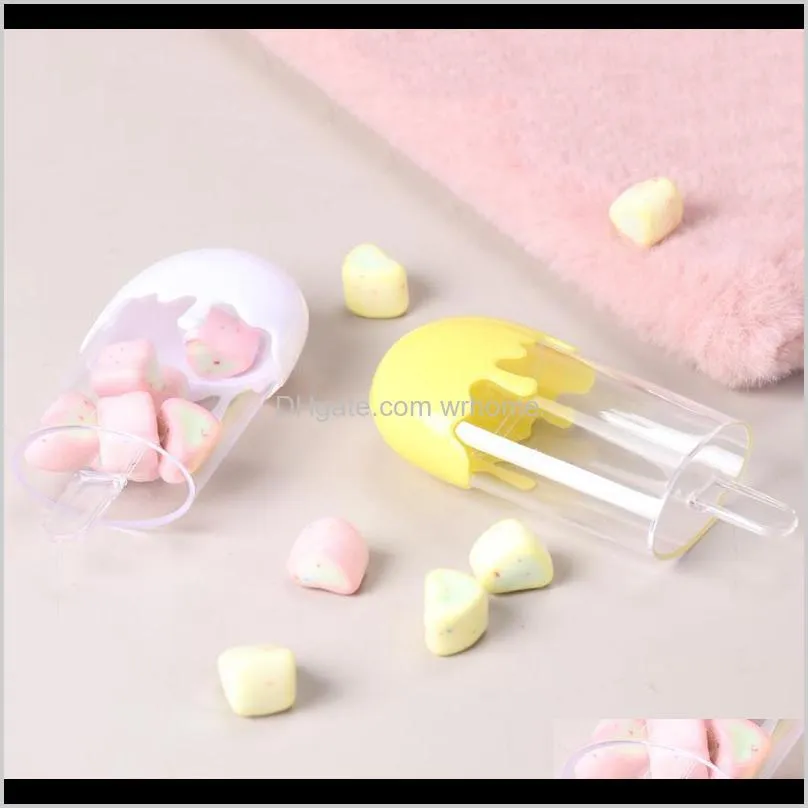 12pcs creative transparent plastic candy box children baby birthday cute ice cream stick shaped gift case