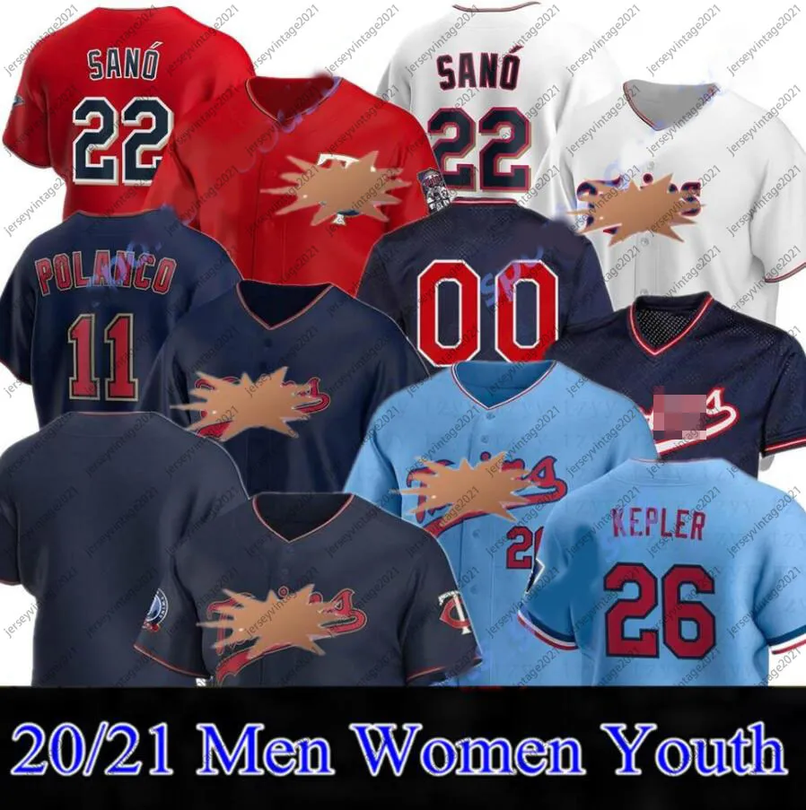 Camisa Kent Hrbek 2020 Sergio Romo Mitch Garver Jonathan Schoop Byron Buxton Ehire Adrianza Kirby Puckett Camisas de beisebol personalizadas costuradas