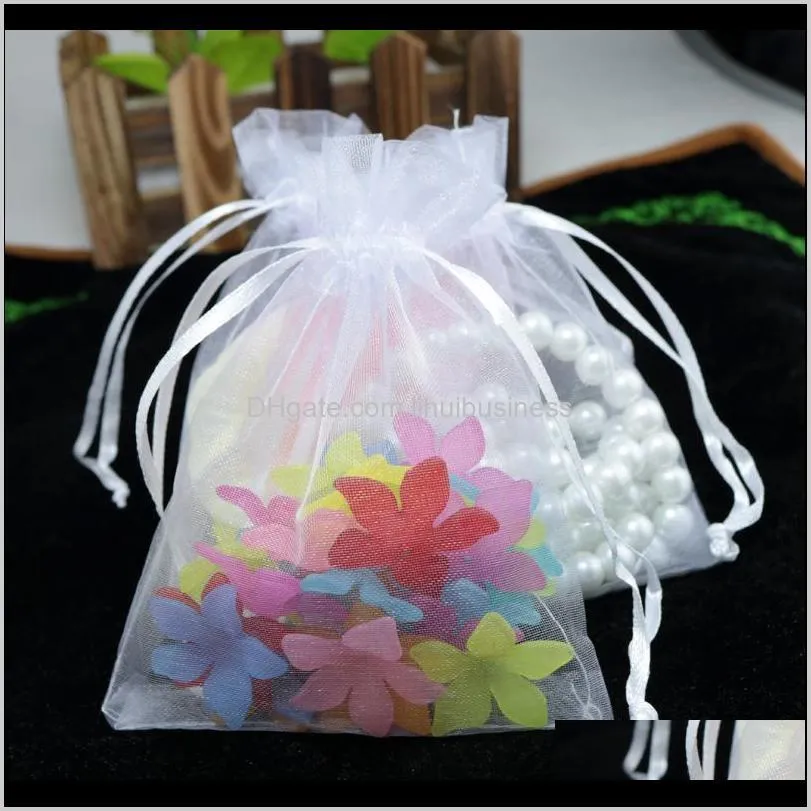 15x20cm 100pcs white color jewelry package drawstring jewelry bags large drawstring pouches organza gift bags for wedding party