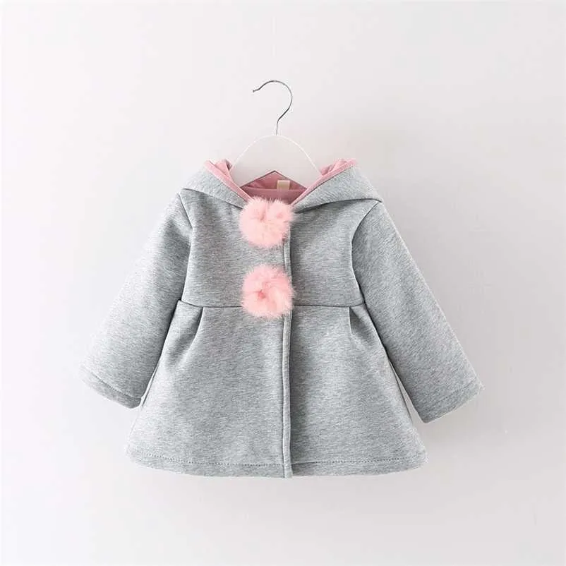 baby Autumn Spring Jacket Kids Girls Coat Toddler rabbit Ear Hoodies Cotton Tops 4year Children Outerwear Child Clothes for Girl 211204