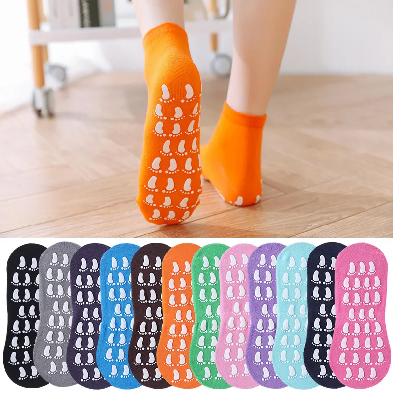 Creative Silicone Printing Cotton Non-slip Sports Sock With Rubber Adult Yoga Trampoline Foot Massage Floor Socks