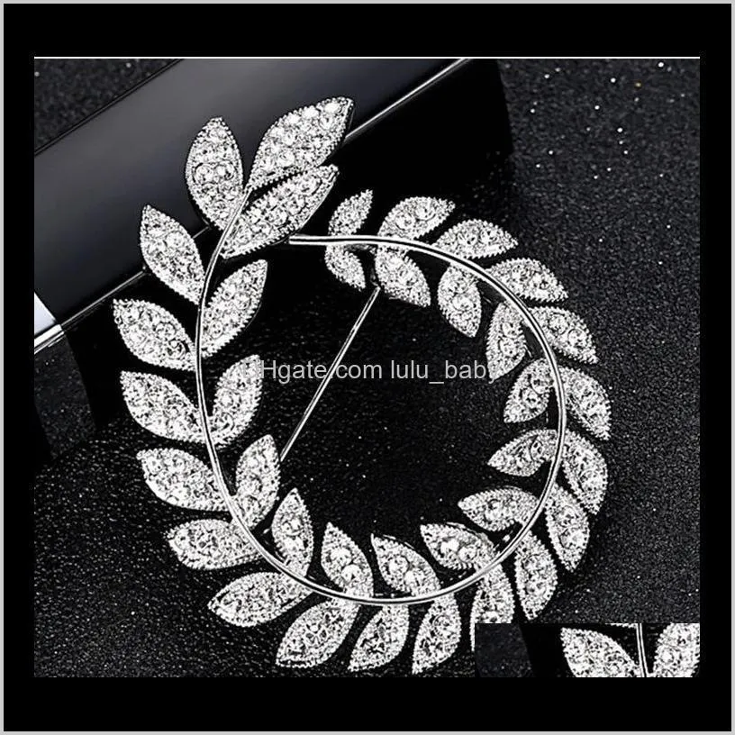 Olive Branch Brooch Fully-jewelled Rhinestone Alloy Man`s Suit Lead Needle Joker Clothes And Ornaments Ornaments