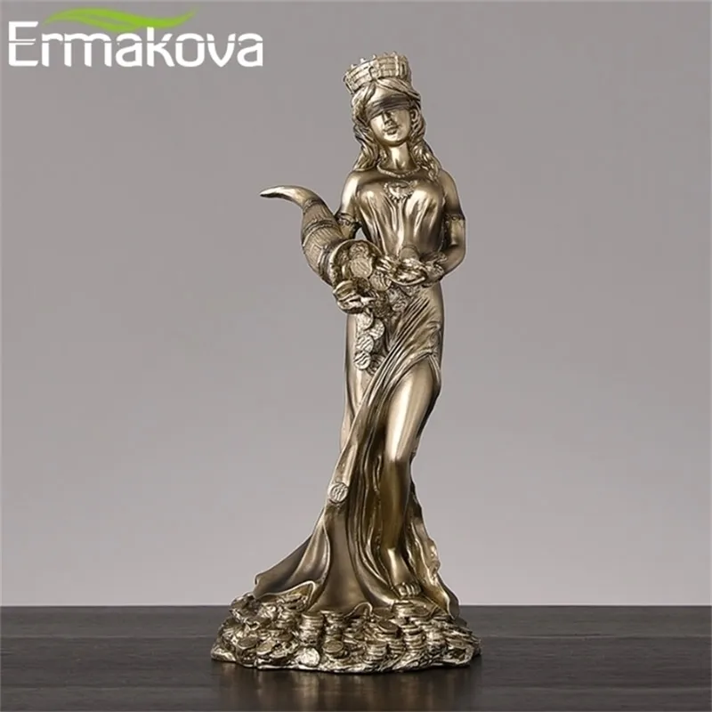 Ermakova Stor storlek harts blinded grekisk rikedom gudinna fortuna figure plouto lucky förmögenhet skulptur kontor gåva hem inredning 210811