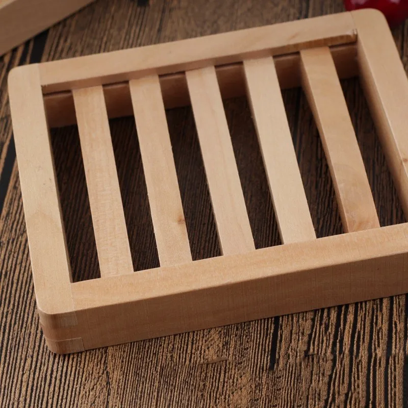 Natural wooden soap dish tray holder storage soap rack plate boxes container for bath shower plate bathroom DH5885