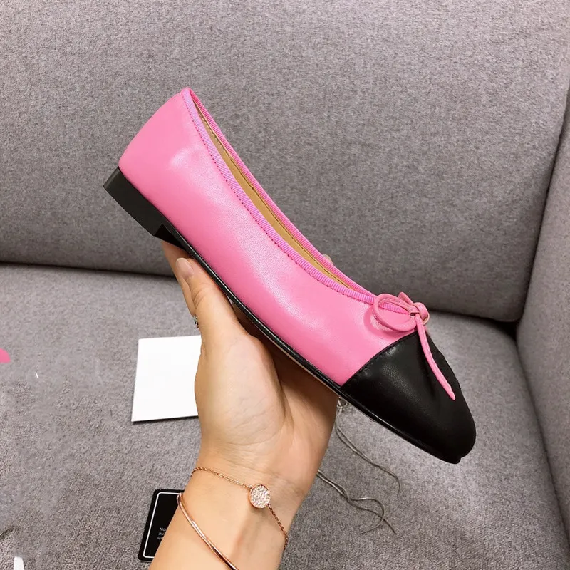 2021Women`s shoes lulu af1 flat bottom multifunctional shallow mouth temperament ballet bow small fragrance autumn round head High grade leather sole box size 34-42