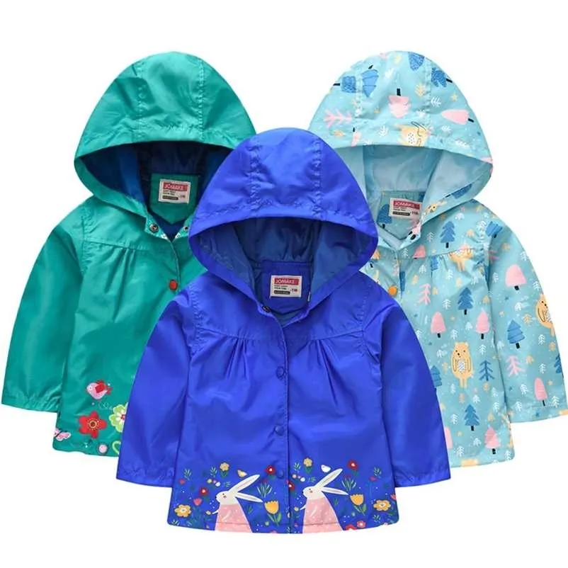 Baby tjejer sommar höst blomma windbreaker jacka toddler barn kanin ytterkläder vindtäta övergripande barn hoodied coat 211204