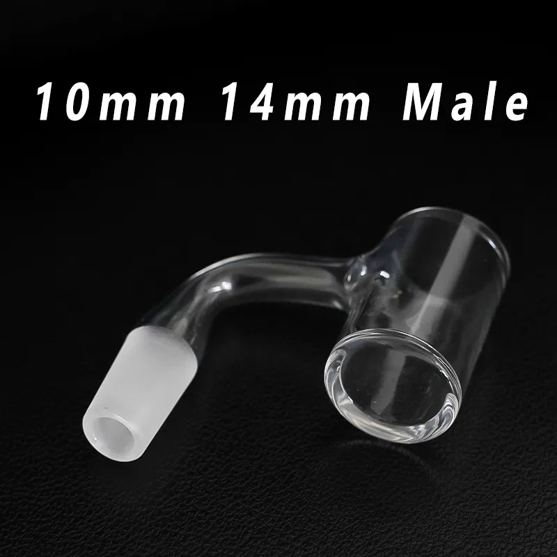 90/45 Degree Seamless Quantz Banger 10mm 14mm Male Joint Smoking Glass Bong Fully Weld Bangers Thick 2mm Dab Rig Beveled Edge FWQB01