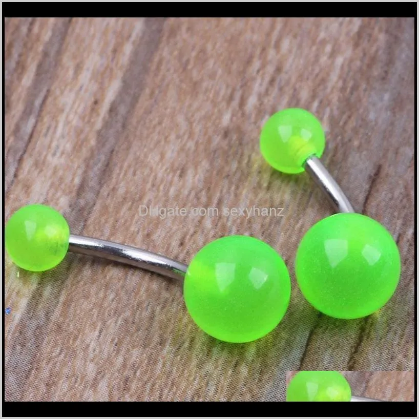 belly nave bar 100pcs/lot mix 6 colors glow in dark body piercing jewelry belly buttonring