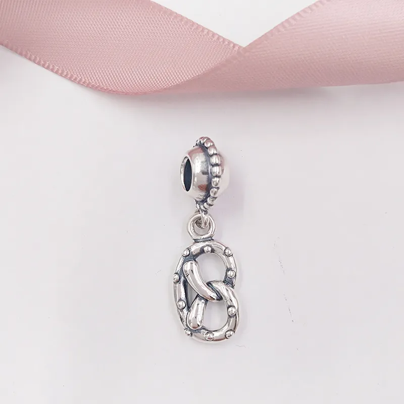 925 Sterling Silver Jewelry Beads Ultra Rare Retired Pandora Pretzel Charm Charms Fits European Pandora Style Bracelets Necklace 791218 Authentic