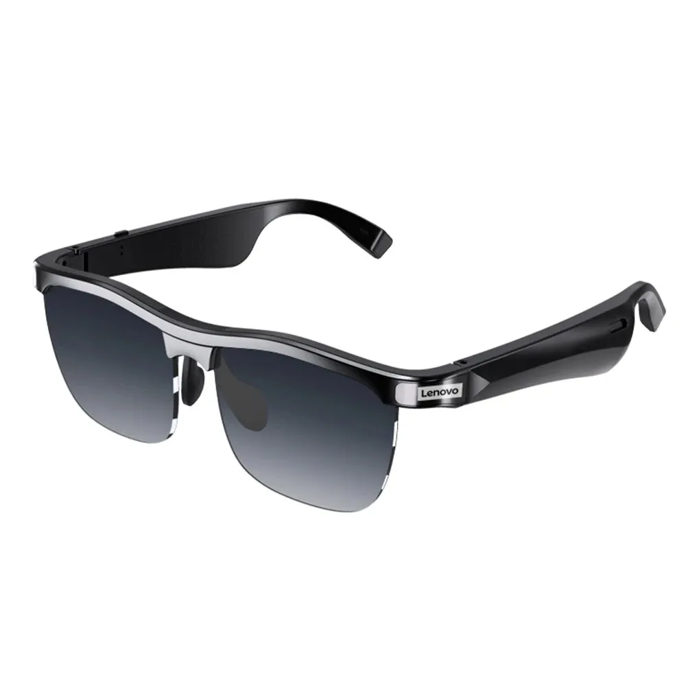 Lenovo MG10 2 in 1 Bluetooth Müzik Akıllı Gözlük Hands-Ücretsiz UV400 Anti Mavi Işık Gözlük Gözlük Açık Bisiklete Drving Güneş Gözlüğü Kulaklık Mic ile - Siyah