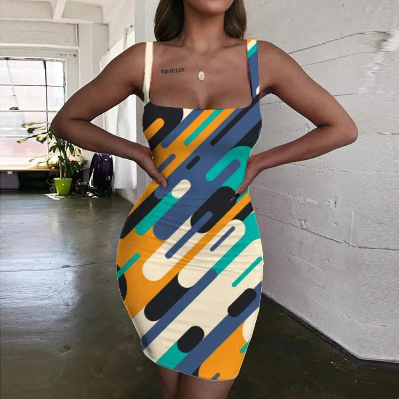 Abiti casual Giyu Brand Geometry Dress Women Colorful Bodycon Abstract 3d Print Art Sundress Abbigliamento donna Party Beach Femme