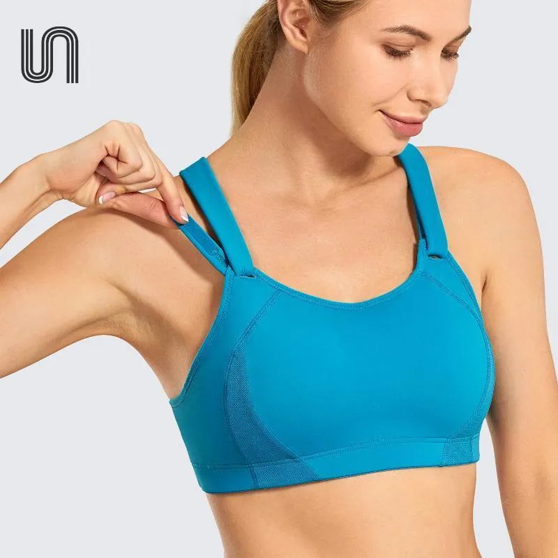 Mulheres de alto impacto suor-wicking levemente acolchoado copos moldados ajustáveis ​​Racerback Esportes Bras Gym Roupas