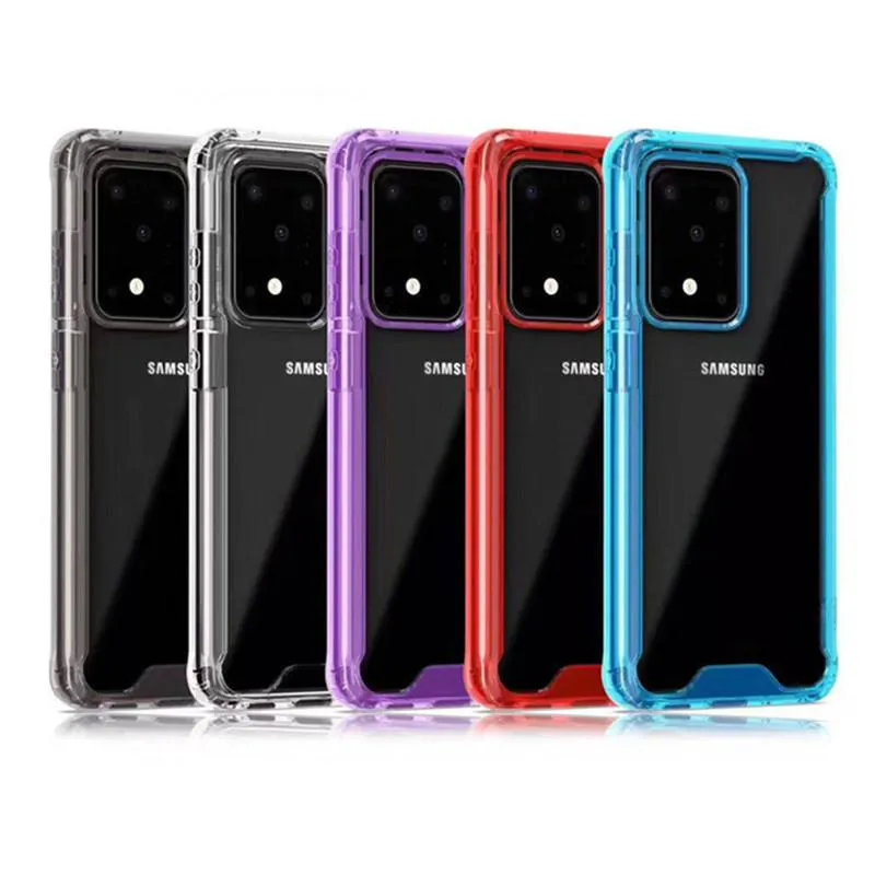 Coques rigides en acrylique antichoc en cristal transparent Samsung Galaxy S30 S21 Ultra Note 20 Plus A02 M02 A51 A70E A90 A21S M31S M51 A11 A32 4G A52 A72 Couverture arrière transparente