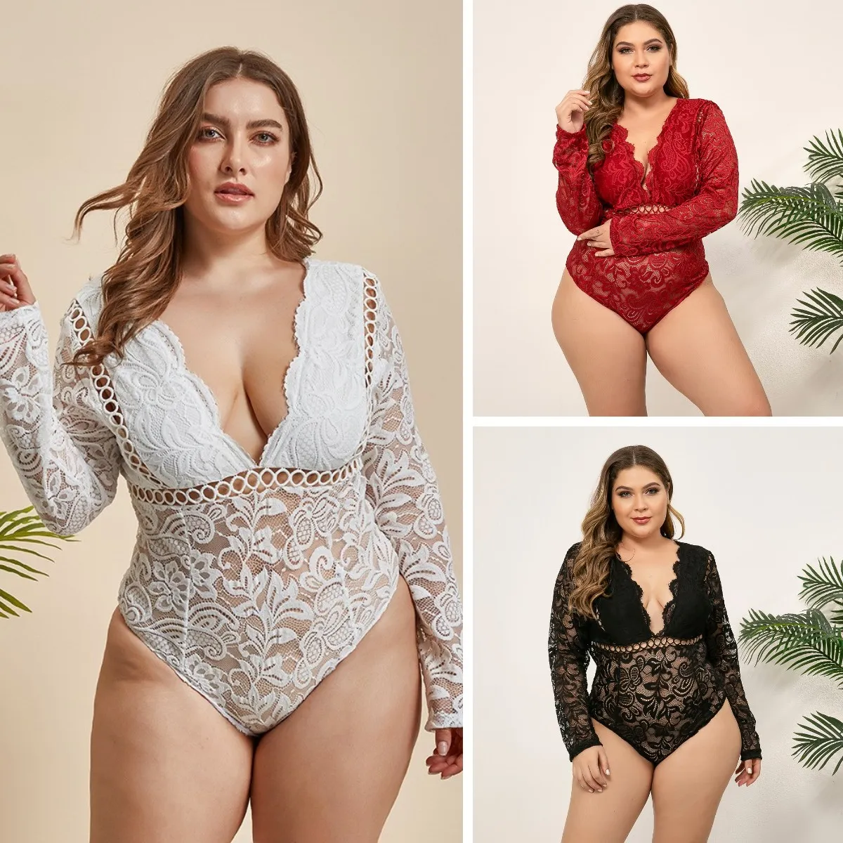 Compra Disponibles 4 Tallas Plus Ropa Interior Abrigo De Base Sexy Sexy De  Manga Larga Encaje One Piece Body Mujeres Vestido De Noche Vestido Noche  Hollow Out Lingerie Sleepwear Barato | Entrega
