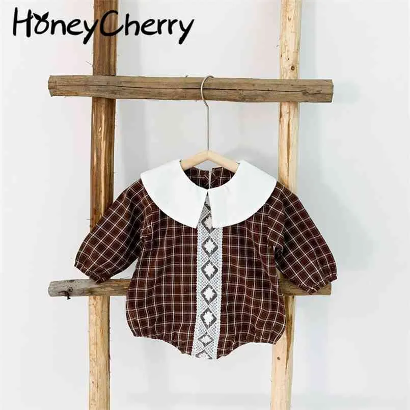 Baby Rompers Spring Plaid Baby Girl Vêtements Né Pographie Romper 210702