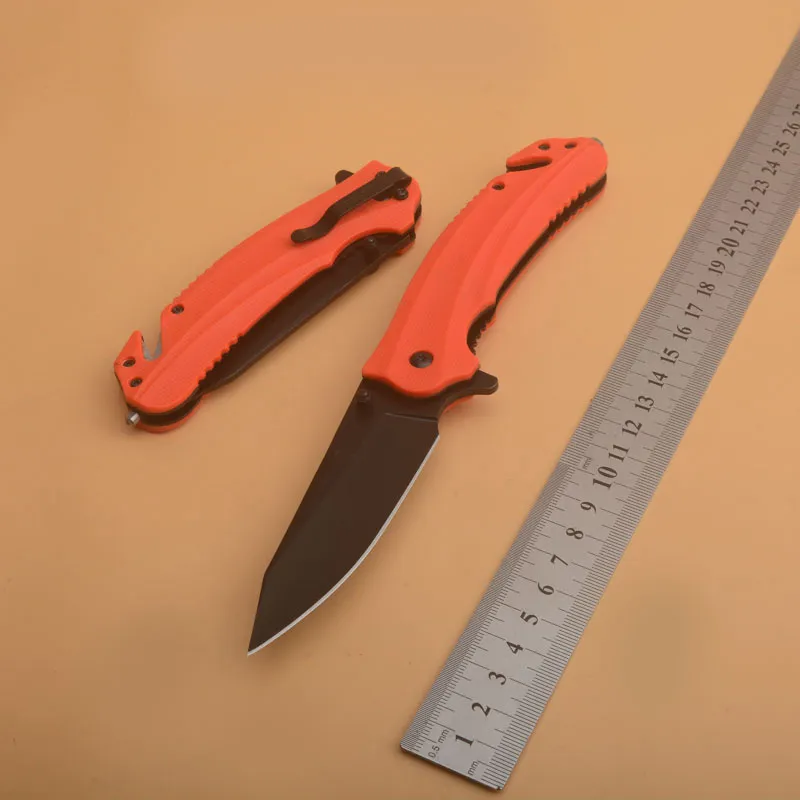 1Pcs High Quality 8650 Assisted Fast Open Flipper Folding Knife 8Cr13Mov Black Titanium Coated Drop Point Blade G10 + Stainless Steel Handle EDC Pocket Knives