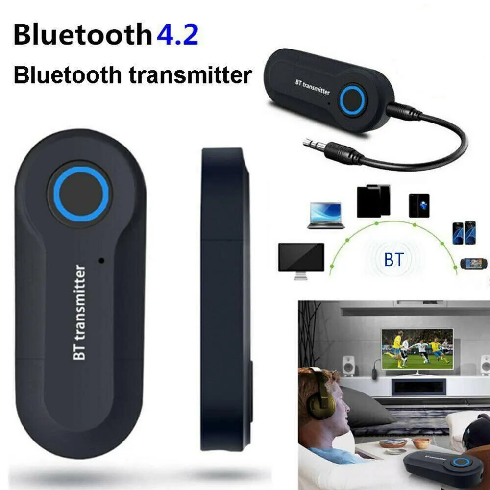 블루투스 오디오 송신기 어댑터 자동차 키트 GT-09S BT v4.2 텔레비젼 헤드폰을위한 USB 전원 공급 장치 스테레오 3.5mm AUX PC 노트북 홈 사운드 시스템