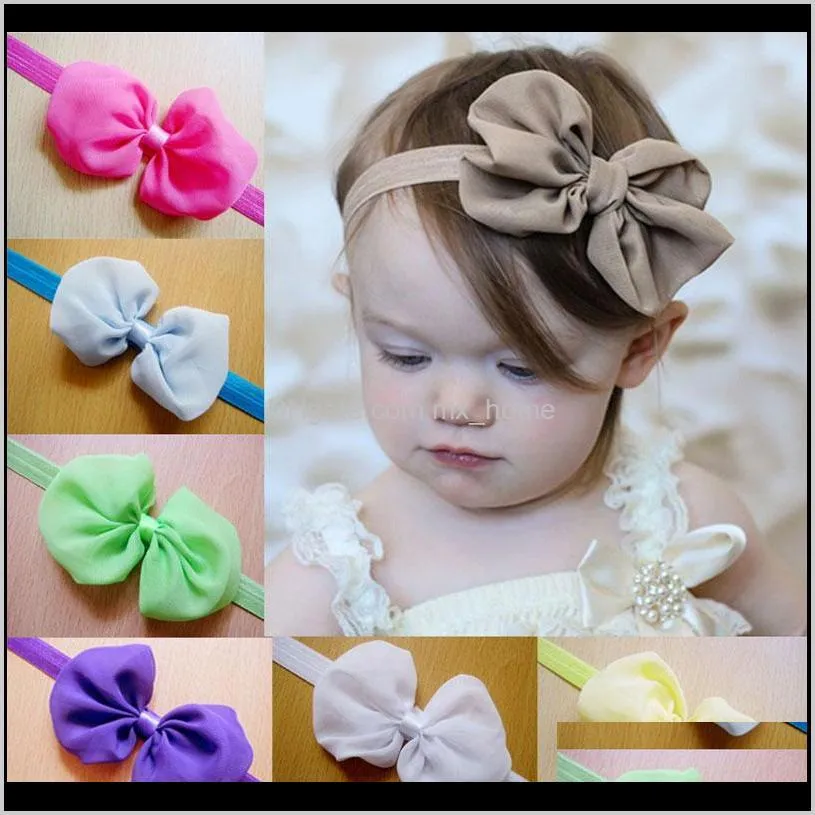 12 colors wholesale infant newborn chiffon bowknots headbands children hair accessories bow hairbands baby girl photography prop