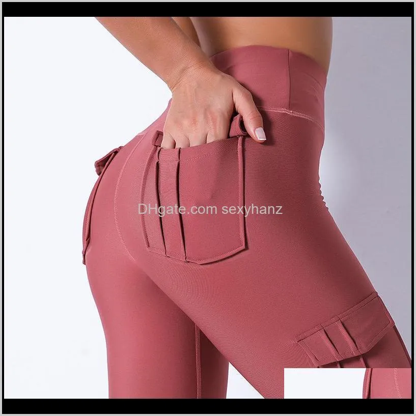 Abbigliamento donna Abbigliamento Drop Delivery 2021 Normov Casual Donna Tasche solide Patchwork Lunghezza caviglia Leggins in poliestere Fitness Vita alta Push