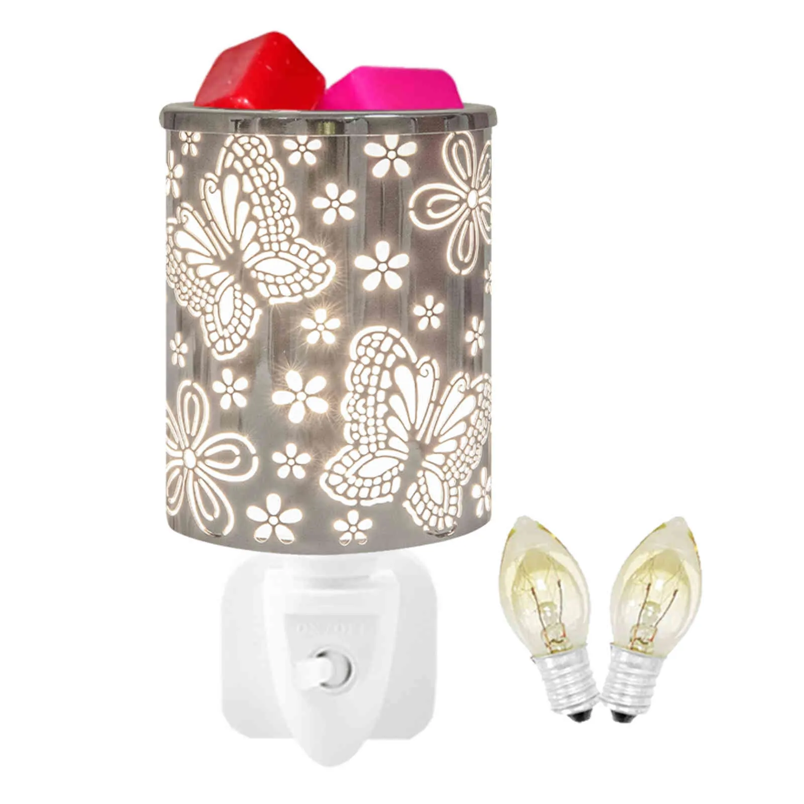 Electric Melt Plug In Fragrance Candle Warmer, Metal Oil Burner Lamp for Scented Wax, Butterfly Night Light