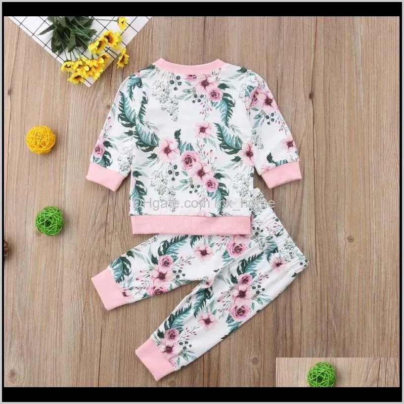 girls floral clothing sets long sleeve top clothes girls floral printed pants playsuit 0-3t